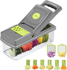 Nicer Dicer Plus 12-in-1 Vegetable Cutter, Fruit Slicer, Vegetable Peeler, All-in-One Vegetable & Fruit Slicer, Peeler & Grater 5-in-1 Multifunctional High-Quality Vegetable & Fruit Slicer With Five Changeable Blades, Hand Protector